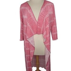 LuLaRoe Shirley Pink & White‎ Stripe Kimono